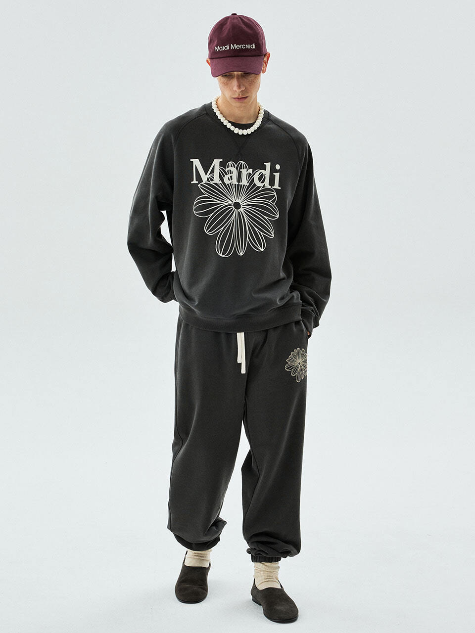 JOGGER PANTS LA FLEUR PIGMENT WASHING_BLACK BEIGE