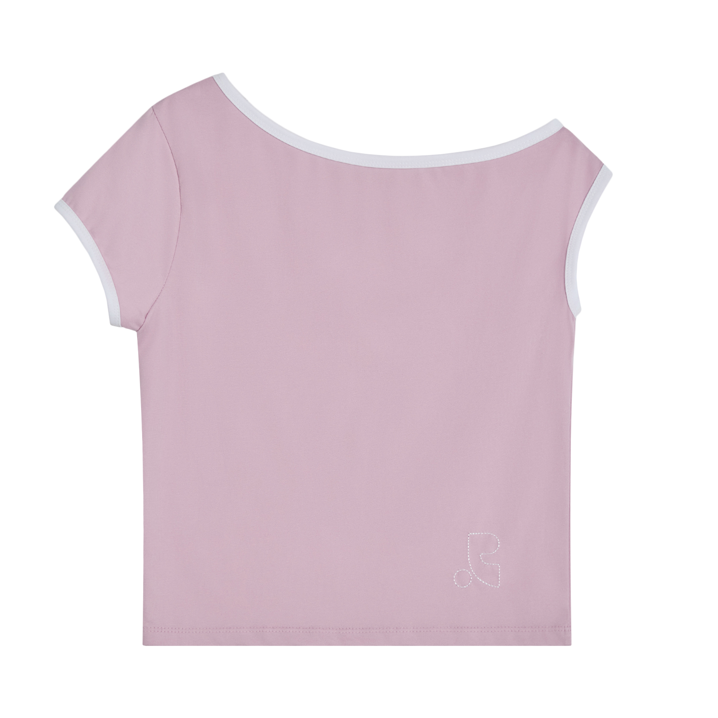 Pink sleeveless top with white trim on a transparent background