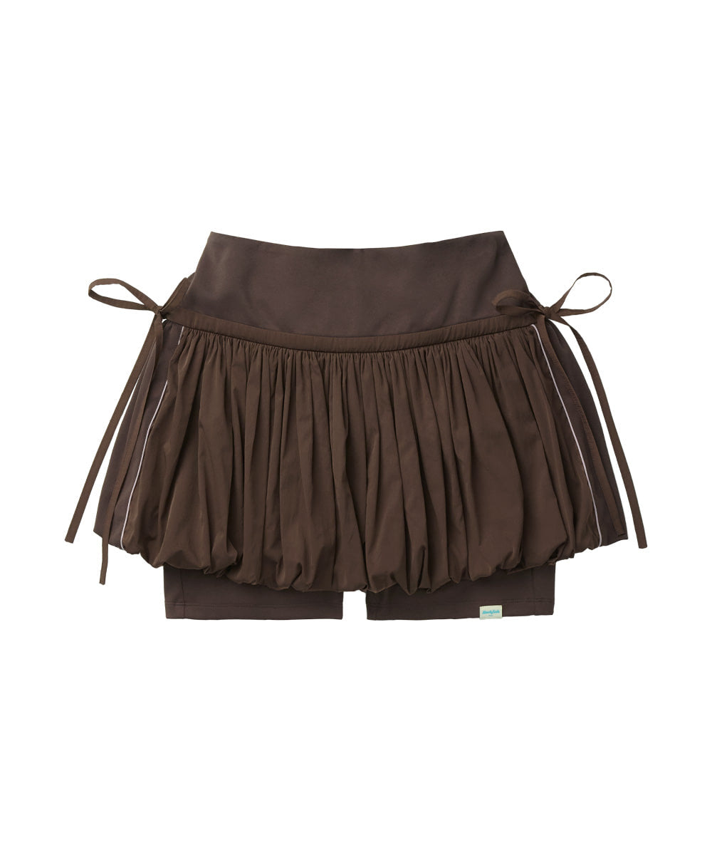 Brown pleated skirt on a white background