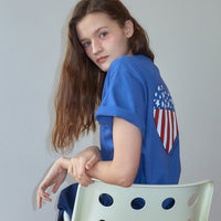 RONRON AMERICAN HEART BASIC FIT T SHIRT DUSTY BLUE