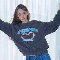 RONRON LACE HEART GRAPHIC SWEATSHIRTS CHARCOAL