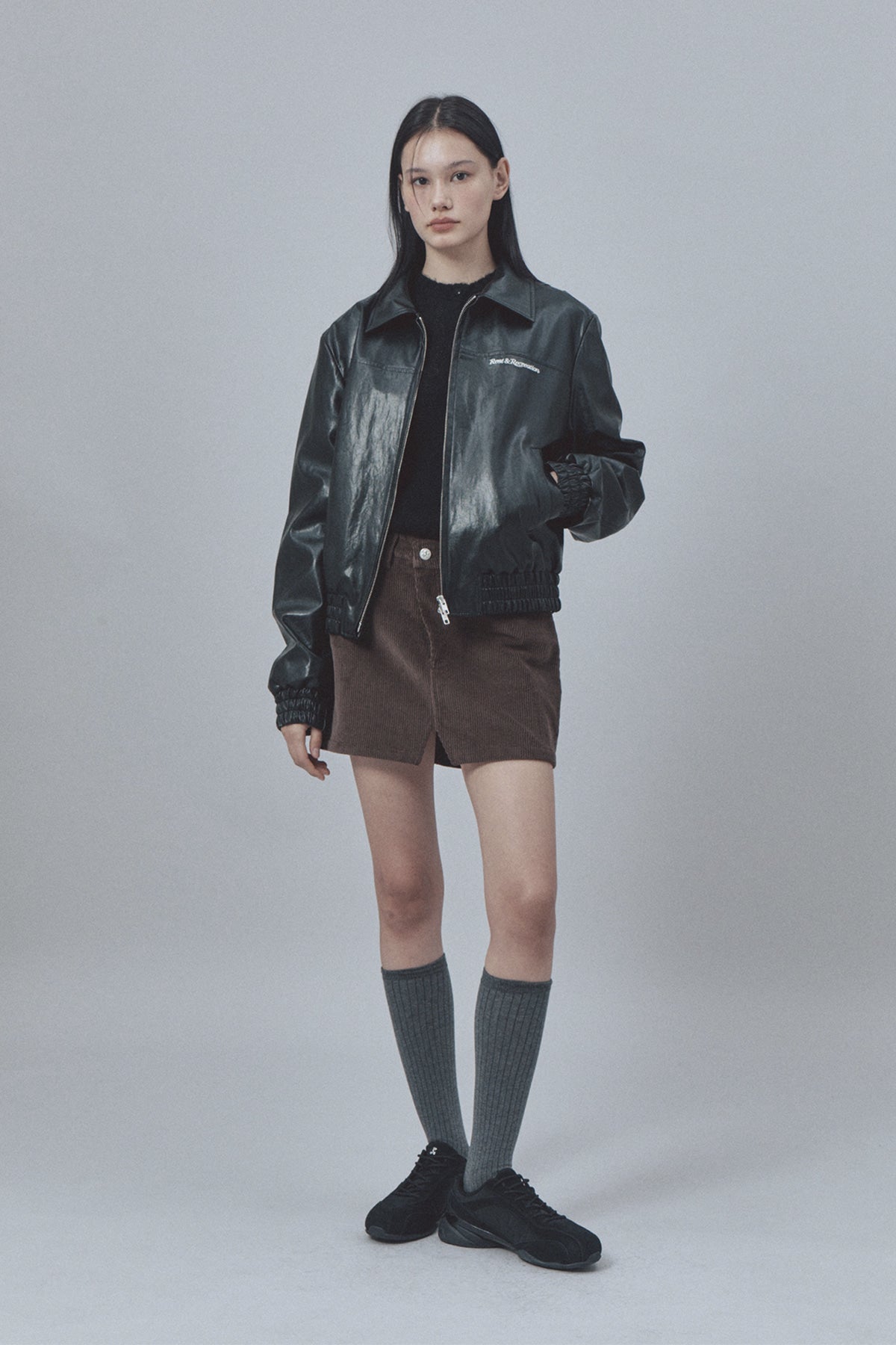 FAUX LEATHER BLOUSON - BLACK – SeoulSeoul