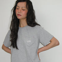RONRON HEART POCKET OVER FIT SHORT SLEEVE T SHIRT MELANGE GREY