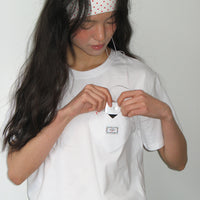 RONRON HEART POCKET OVER FIT SHORT SLEEVE T SHIRT WHITE