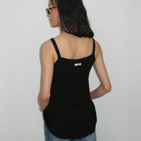 RONRON PENDANT RUFFLE LAYERED SLIM SLEEVELESS BLACK