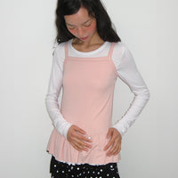 RONRON PENDANT RUFFLE LAYERED SLIM SLEEVELESS PINK