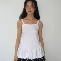 RONRON PENDANT RUFFLE LAYERED SLIM SLEEVELESS WHITE