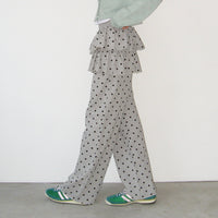 RONRON DOT CANCAN RUFFLE LAYERED PANTSKIRT MELANGE GREY