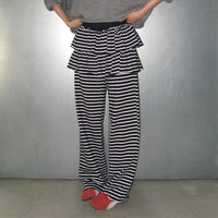 RONRON STRIPE CANCAN RUFFLE LAYERED PANTSKIRT NAVY