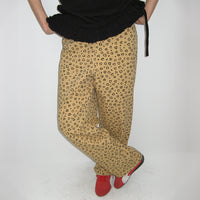 RONRON HEART LEOPARD STRAIGHT PANTS BEIGE