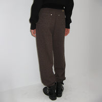 RONRON HEART LEOPARD STRAIGHT PANTS CHARCOAL BROWN