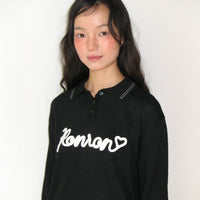 RONRON HAND MADE LOGO COLLAR KNIT PULLOVER BLACK