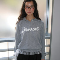RONRON HAND MADE LOGO COLLAR KNIT PULLOVER GREY