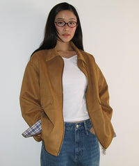 RONRON CHECK CONTRAST SUEDE JACKET BROWN