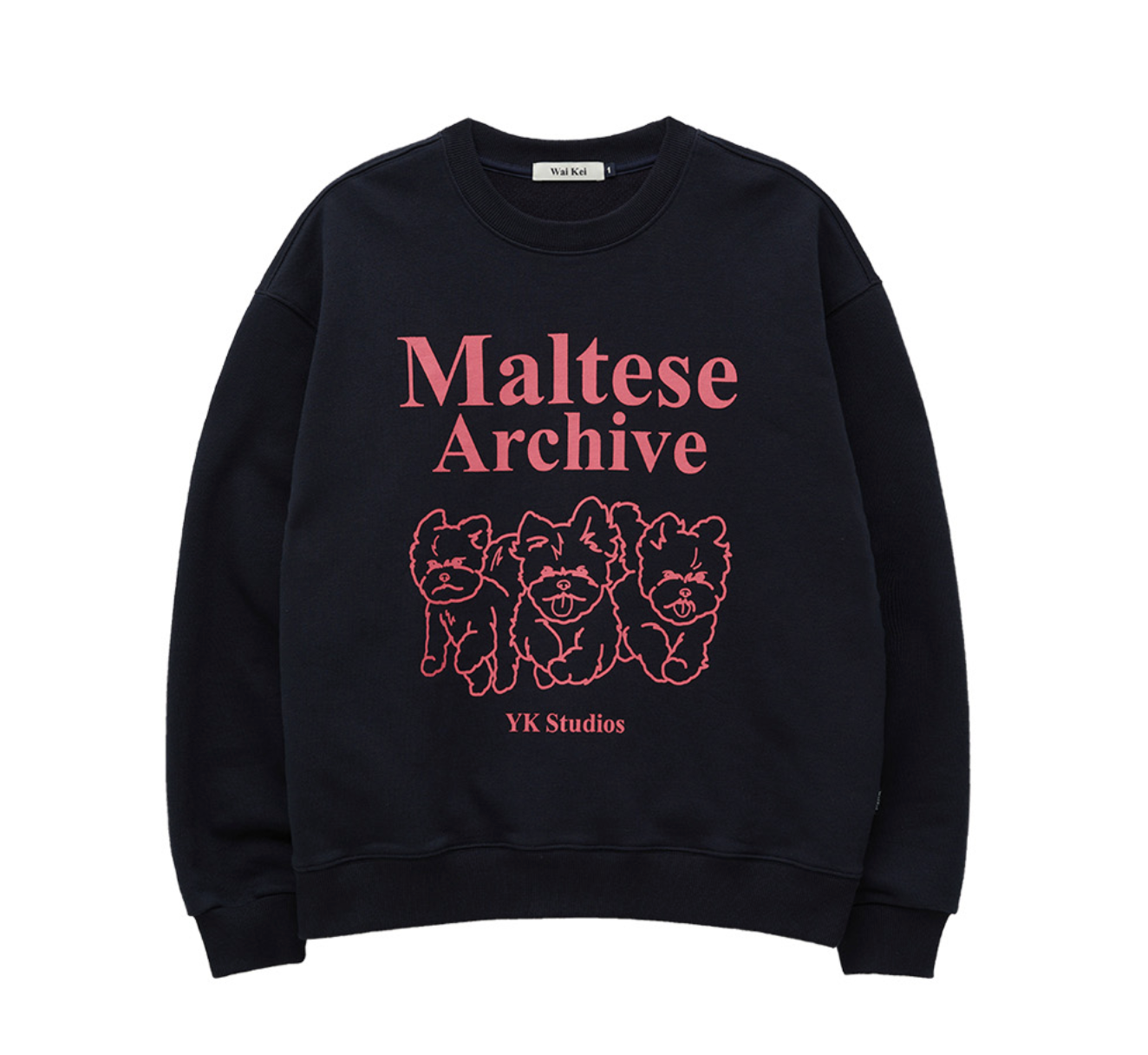 WAIKEI★Maltese archive line graphic sweatshirts WAIKEI Maltese Archive Line Graphic Sweatshirts NAVY