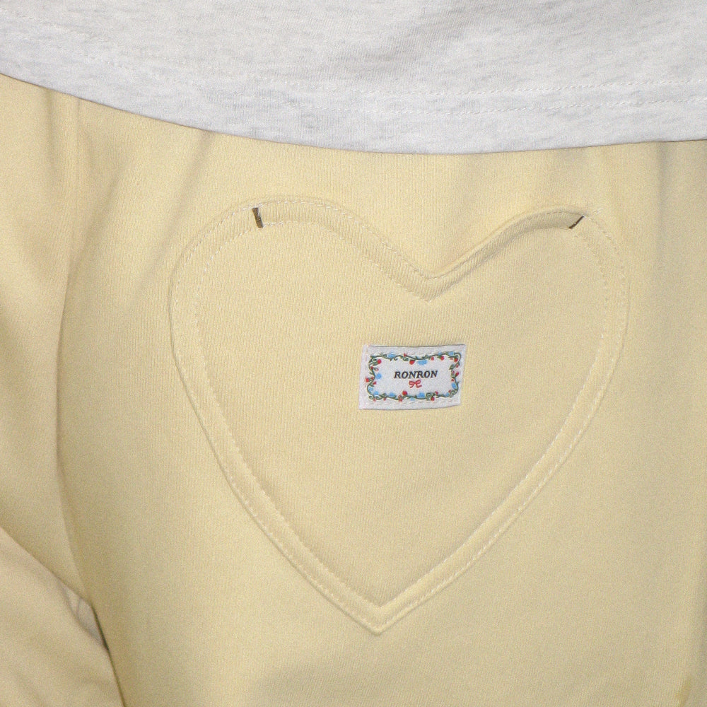 RONRON BACK HEART STITCH POCKET SWEAT JOGGER PANTS CREAM