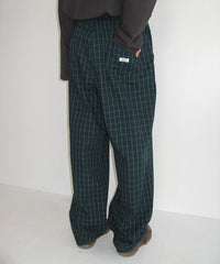 RONRON BACK HEART POCKET BANDING JOGGER PANTS GREEN CHECK