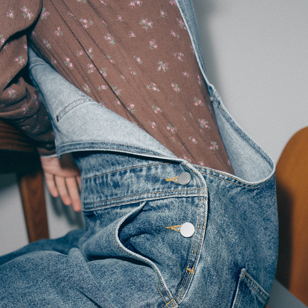 【RONRON】24ss FLORAL LONG SLEEVE RONRON EYELET HEART BUTTON HENRYNECK LONG SLEEVE FLORAL