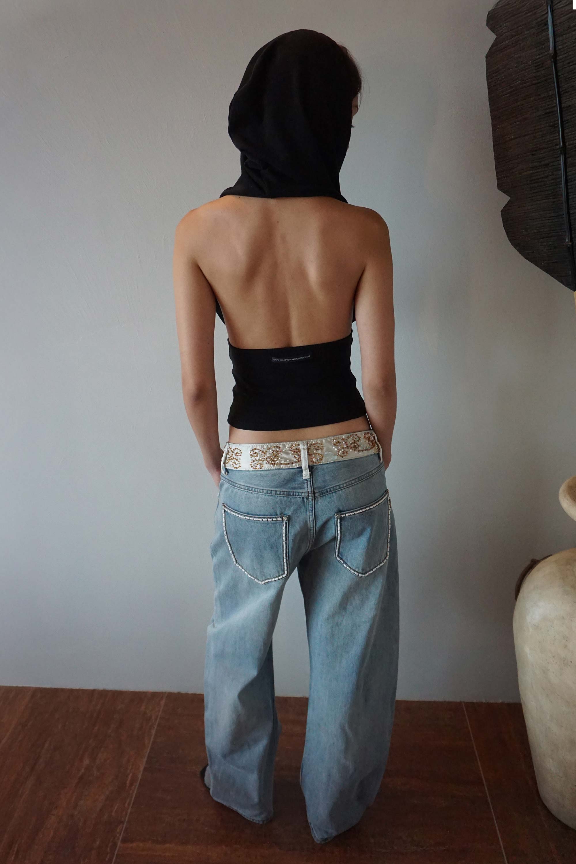 パンツ SCULPTOR Beaded waist Denim Beaded Waist Denim Pants Indigo Blue – Sculptor