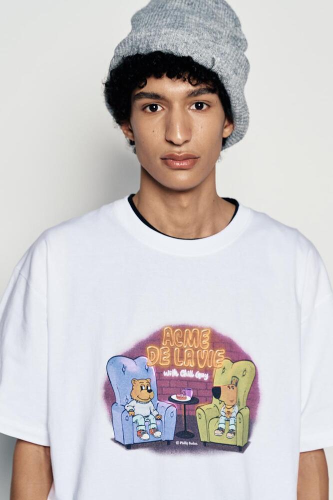 ★早期完売★ADLV★AC BEAR CHILL GUY SHORT SLEEVE T-SHIRT acmé de la vie AC BEAR CHILL GUY SHORT SLEEVE T-SHIRT WHITE