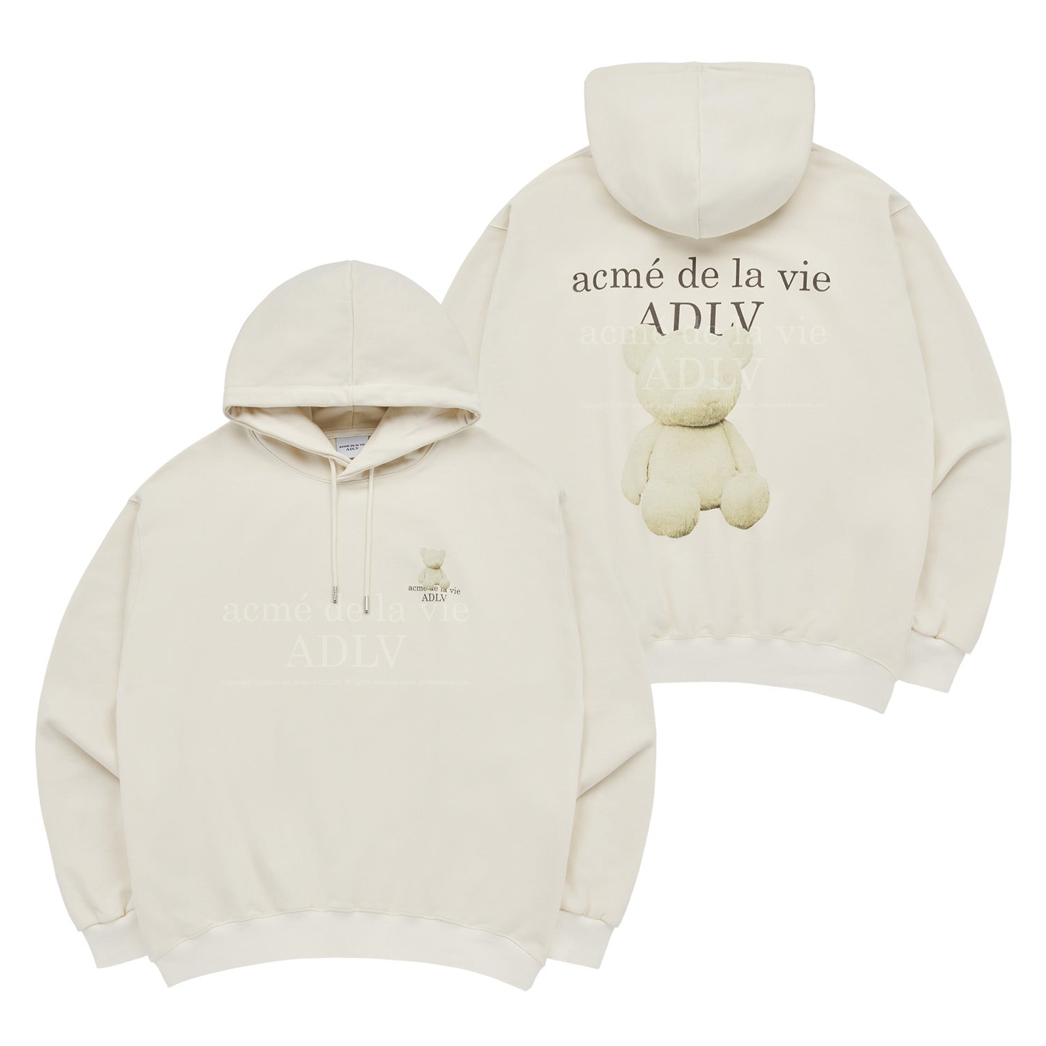 Acme de La Vie ADLV Fuzzy Bear Hoodie Ivory 1