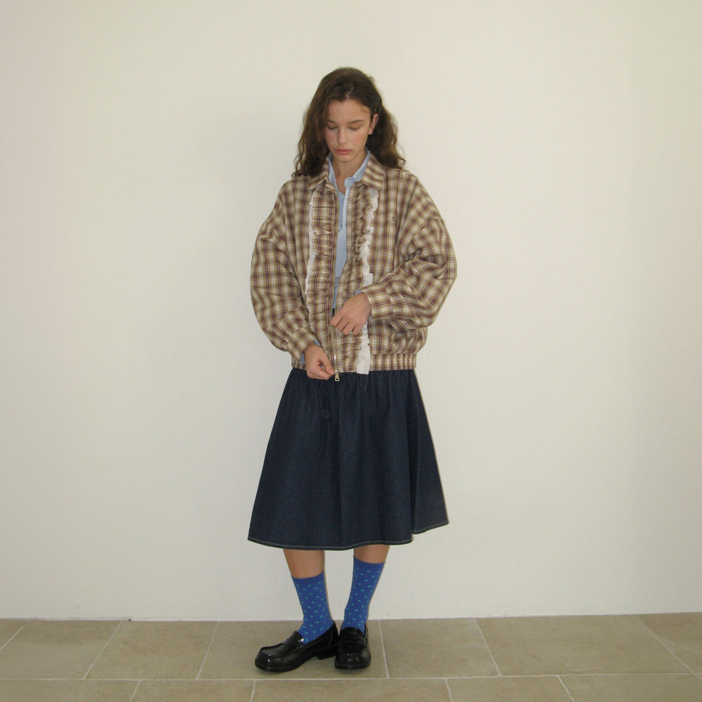 ★RONRON★ VINTAGE RUFFLE BLOUSON RONRON VINTAGE RUFFLE BLOUSON GREEN CHECK – SeoulSeoul
