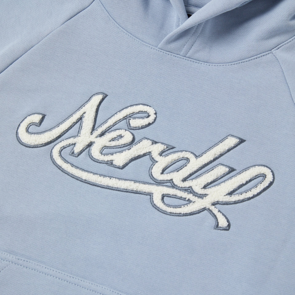 NERDY Culsive Logo Crop Pullover Hoodie Light Blue – SeoulSeoul