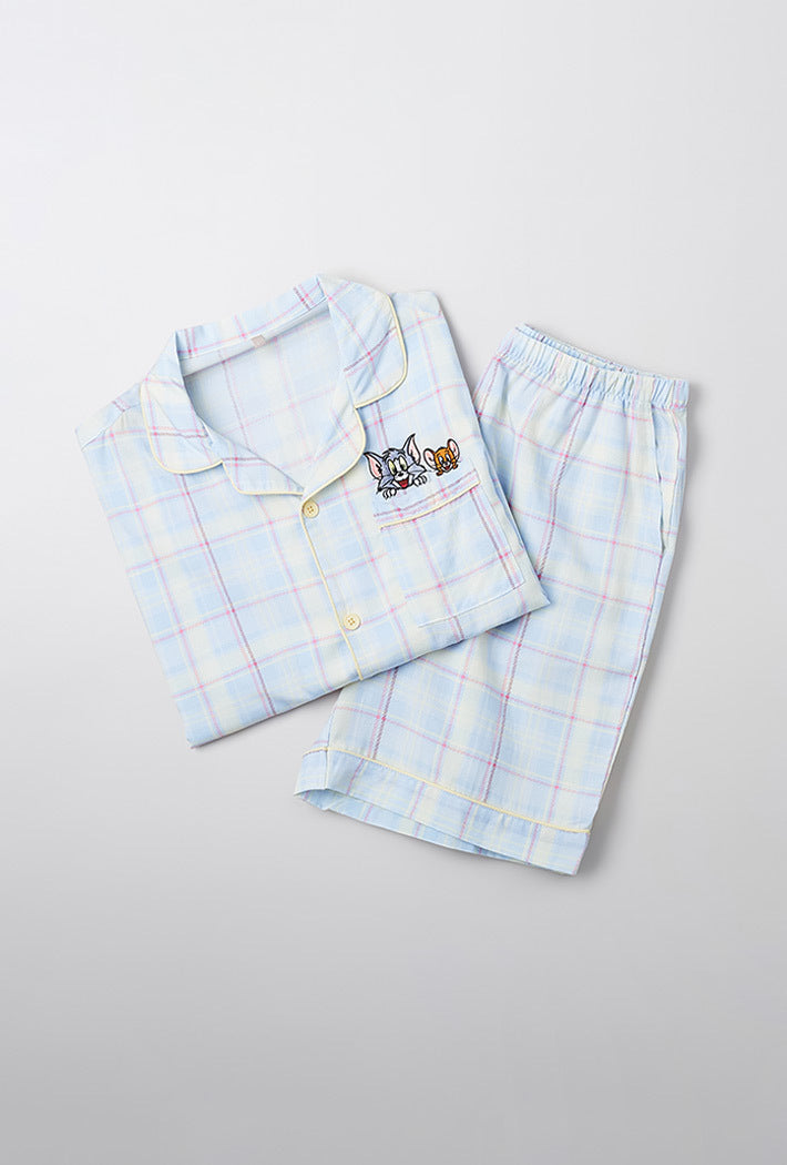 ◆SPAO◆ Tom and Jerry Tom and Jerry Check Short Sleeve Paja SPAO x Tom and Jerry Check Short Sleeve Pajamas TWO_TONE