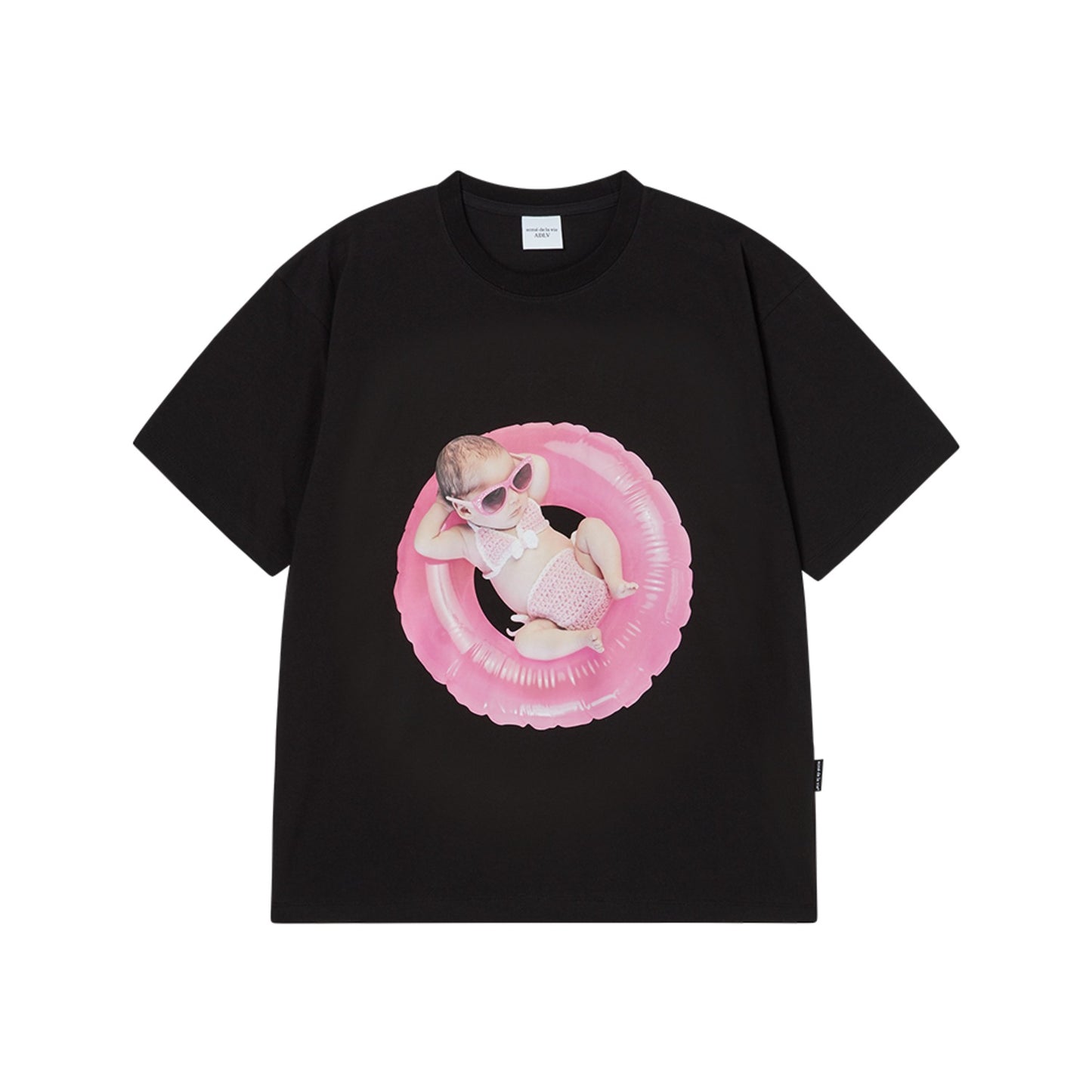 ADLV Baby Face Tube Girl Graphic Short Sleeve T-Shirt – Front View