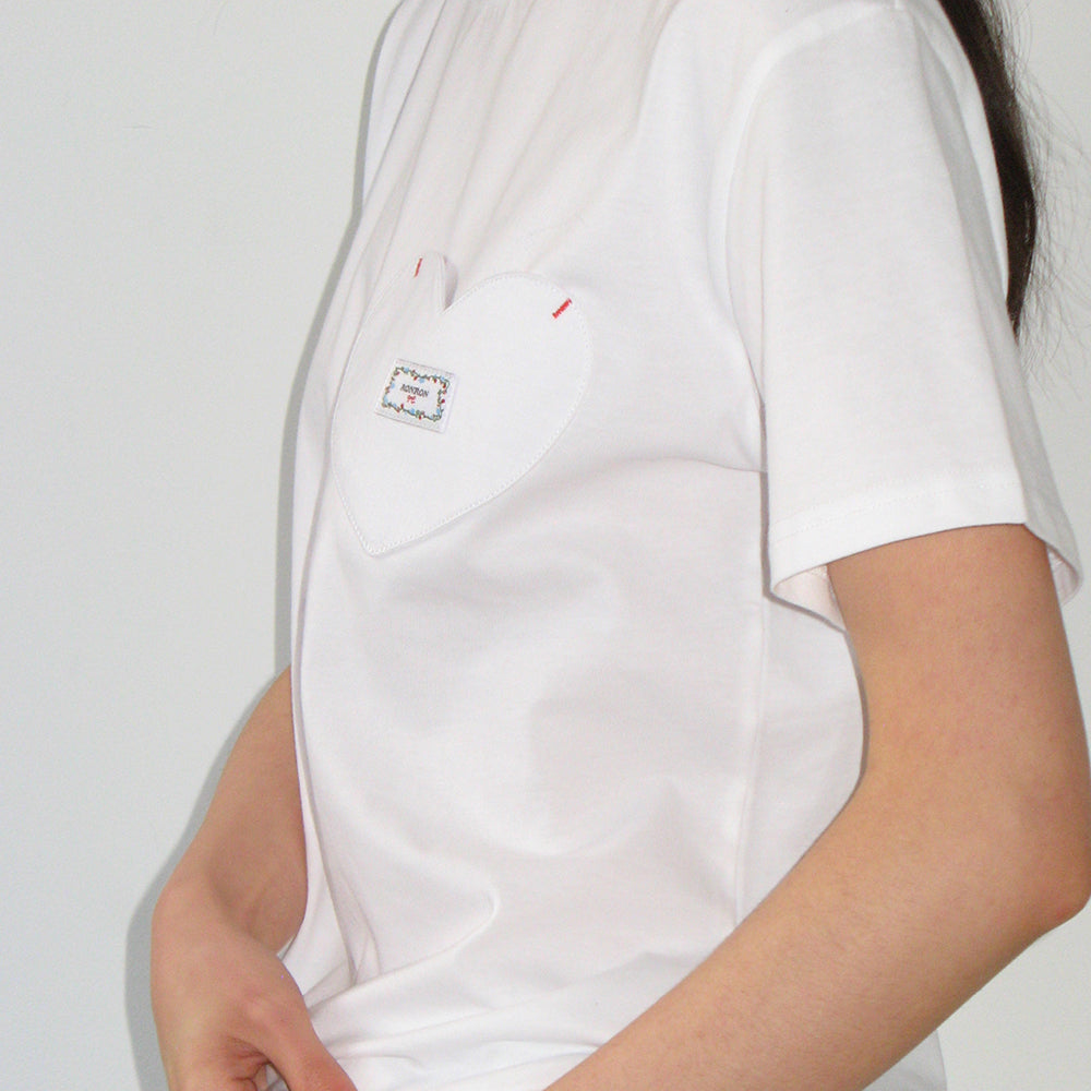 Tシャツ・カットソー RONRON HEART POCKET OVER FIT LONG SLEEVE T SHIRT WHITE HEART POCKET OVER FIT LONG SLEEVE T SHIRT WHITE - RONRON 론론