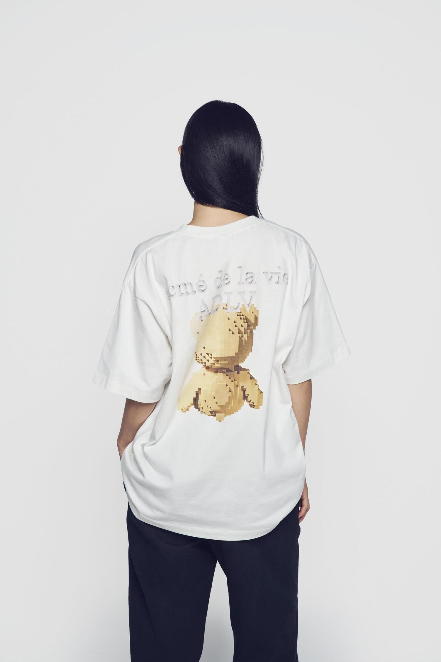 acmé de la vie ADLV BLOCK BEAR SHORT SLEEVE T-SHIRT CREAM