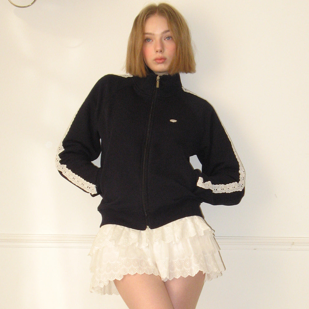 ◆RONRON SIDE LACE SWEAT TRACK ZIP UP/2色◆ RONRON SIDE LACE SWEAT TRACK ZIP UP NAVY – SeoulSeoul