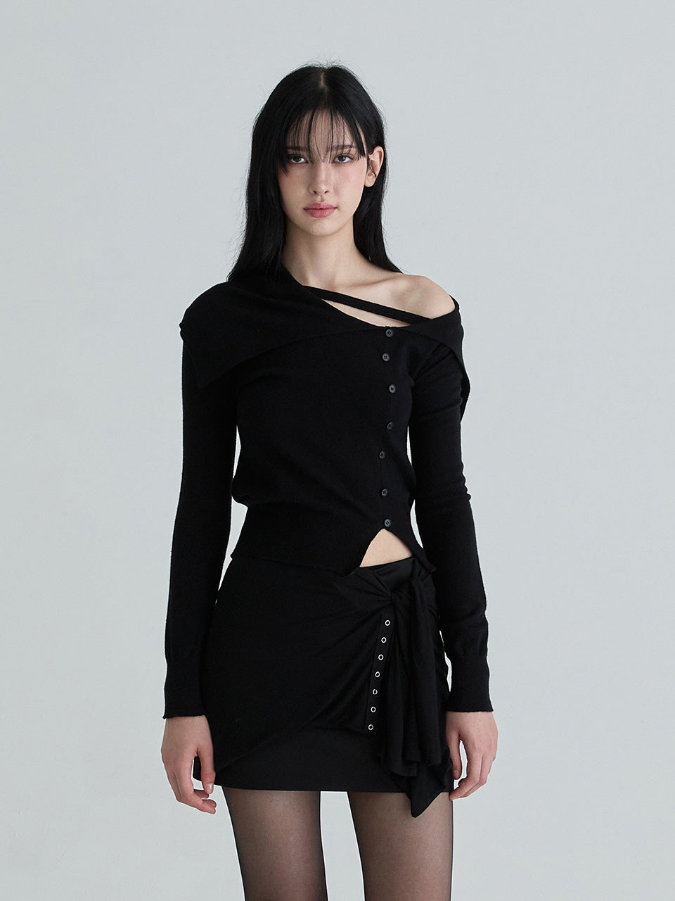 Not your roseトップス MUSINSA | NOT YOUR ROSE Draping Halter Top (Navy)