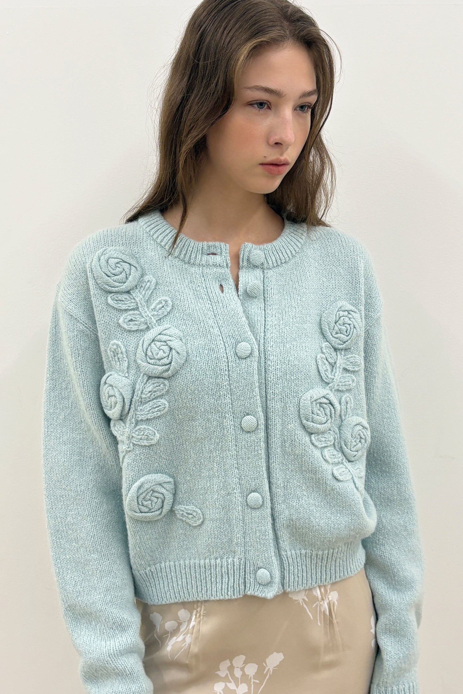 sinoon Rose Artwork Hairy Cardigan [SINOON] Rose Artwork Hairy 