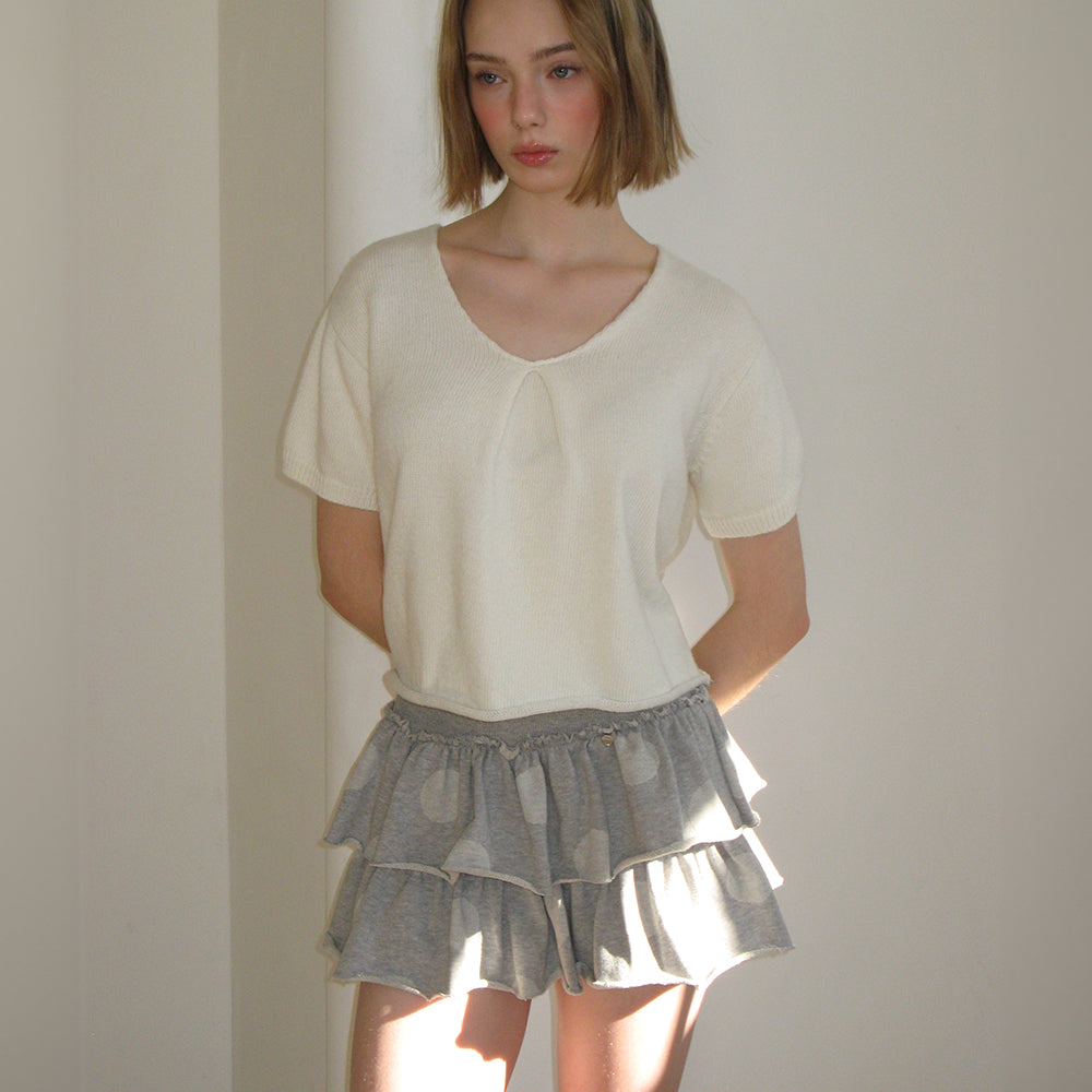 RONRON BIG DOT CANCAN RUFFLE PANTSKIRT GREY – SeoulSeoul