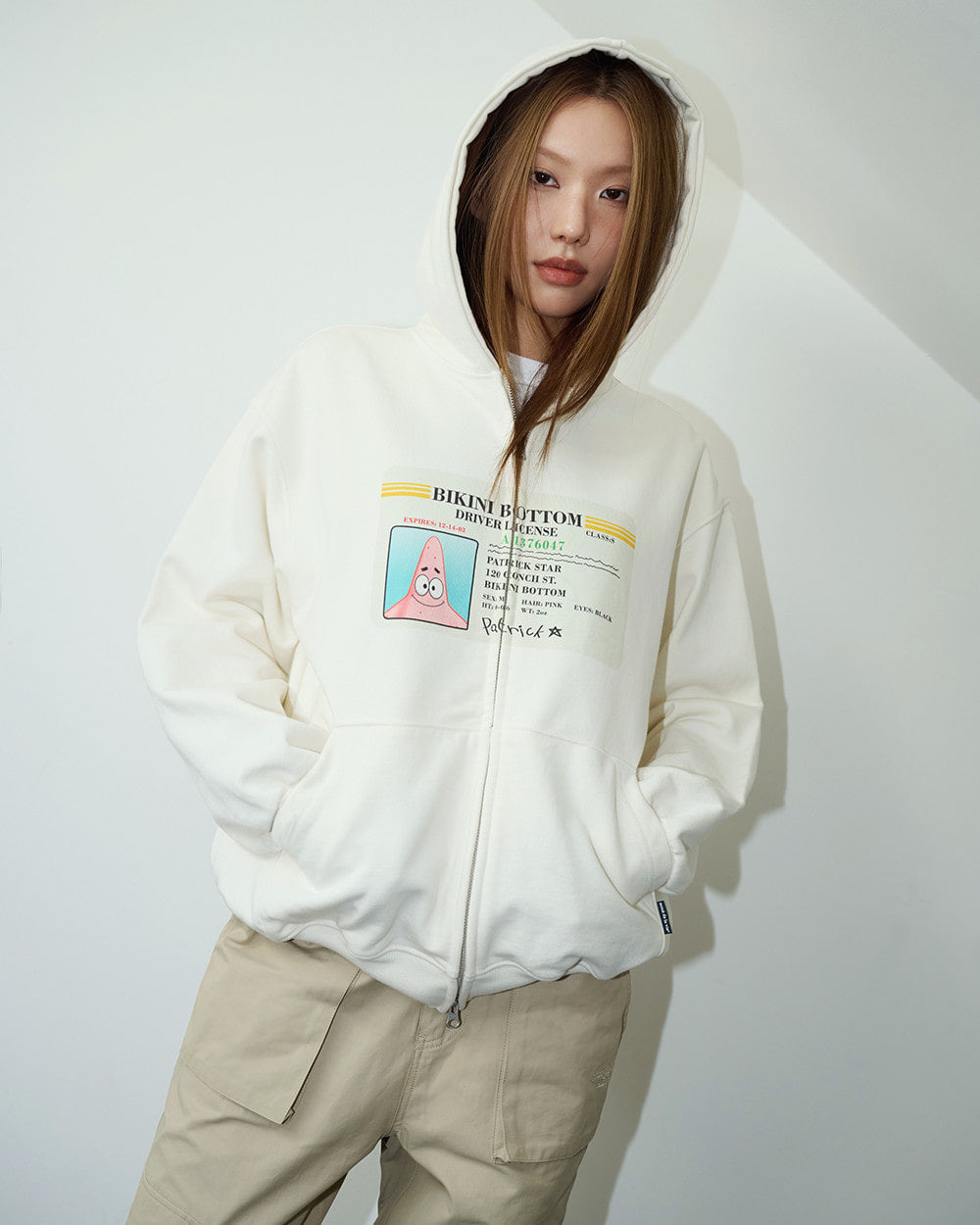 ADLV x SpongeBob Driver License Zip-Up Hoodie - Ivory | Authentic