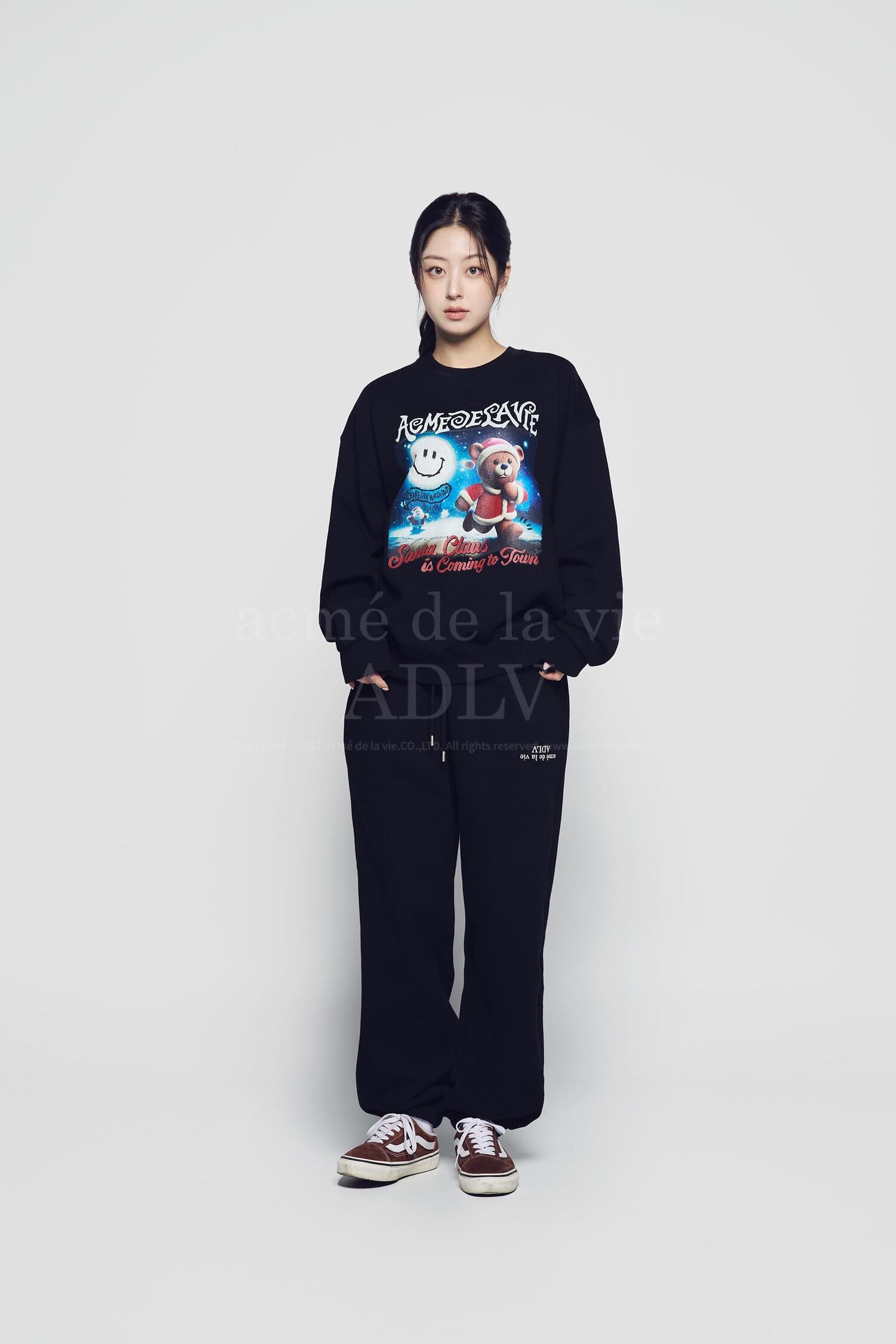 [ADLV] RUNNING SANTA BEAR SWEATSHIRT /追跡付 acmé de la vie ADLV RUNNING SANTA BEAR SWEATSHIRT BLACK