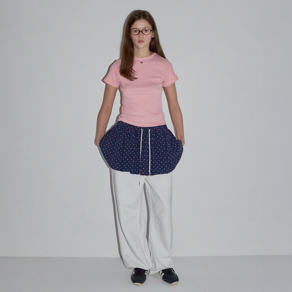 RONRON★韓国★人気★MOSAIC RASPBERRY RIBBON CROP T SHIRT RONRON BACK RIBBON HEART SLIM CROP T SHIRTS PINK – SeoulSeoul
