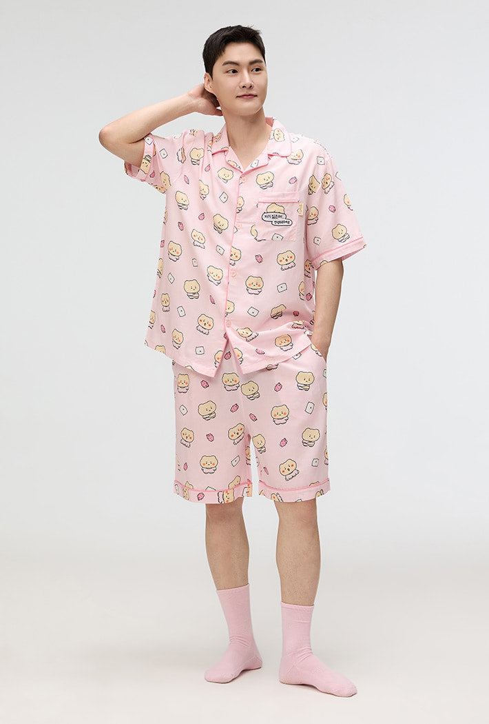 ◆SPAO◆ Mangled Bear Mangled Short Sleeve Pajamas LIGHT BLU Landofgenie Men Short Sleeve Romper One Piece Pajamas - Blue