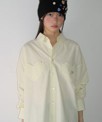 RONRON DOUBLE HEART POCKET OVER FIT SHIRT BUTTER