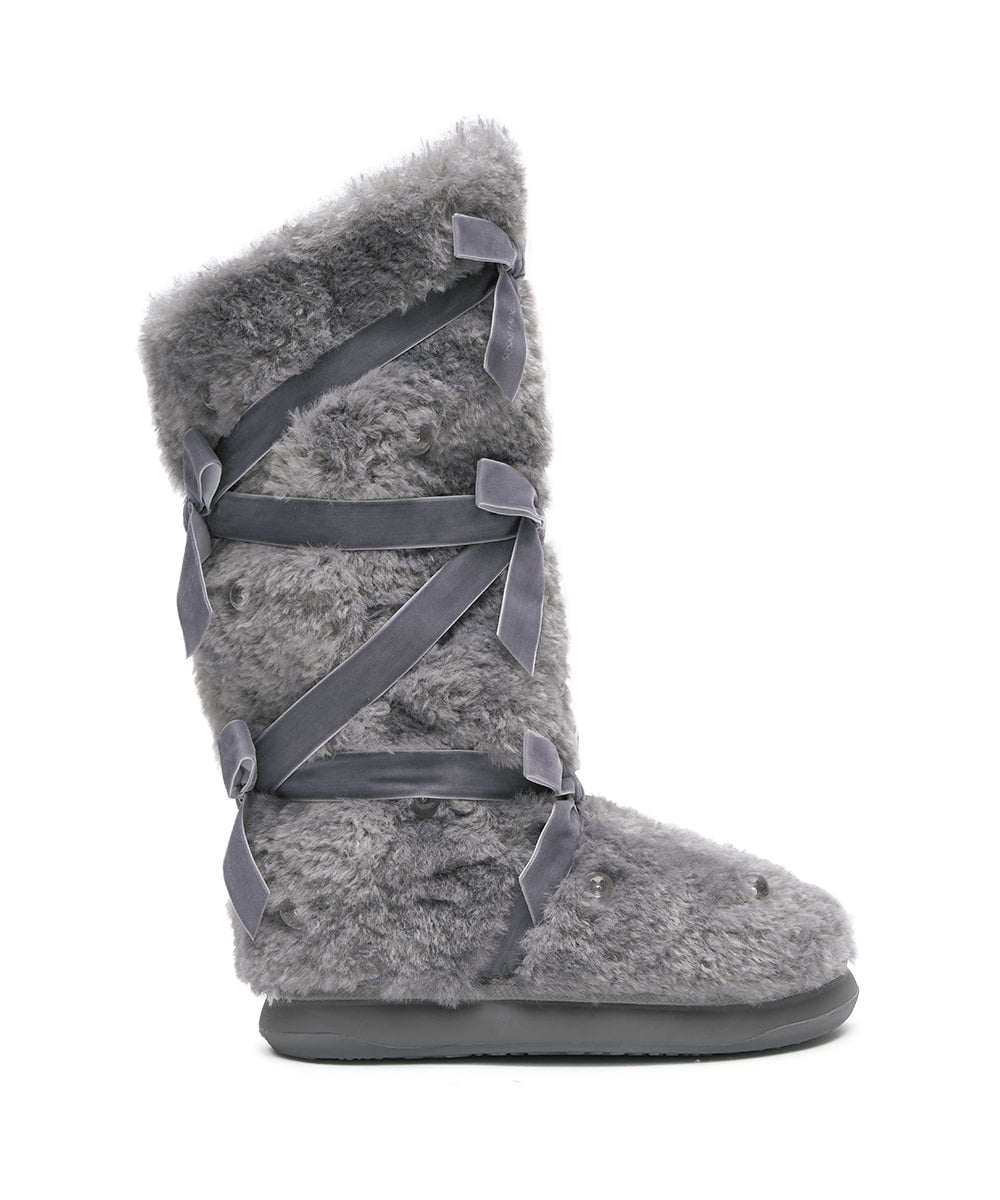 ROCKFISH X SUSAN FANG] FURRY LONG BOOTS - GREY – SeoulSeoul