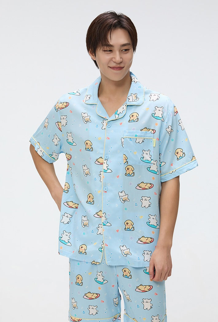 ★SPAO★ Maltese Oguogu Maltese Short Sleeve Pajamas LIGHT B SPAO x Maltese Short Sleeve Pajamas LIGHT BLUE – SeoulSeoul