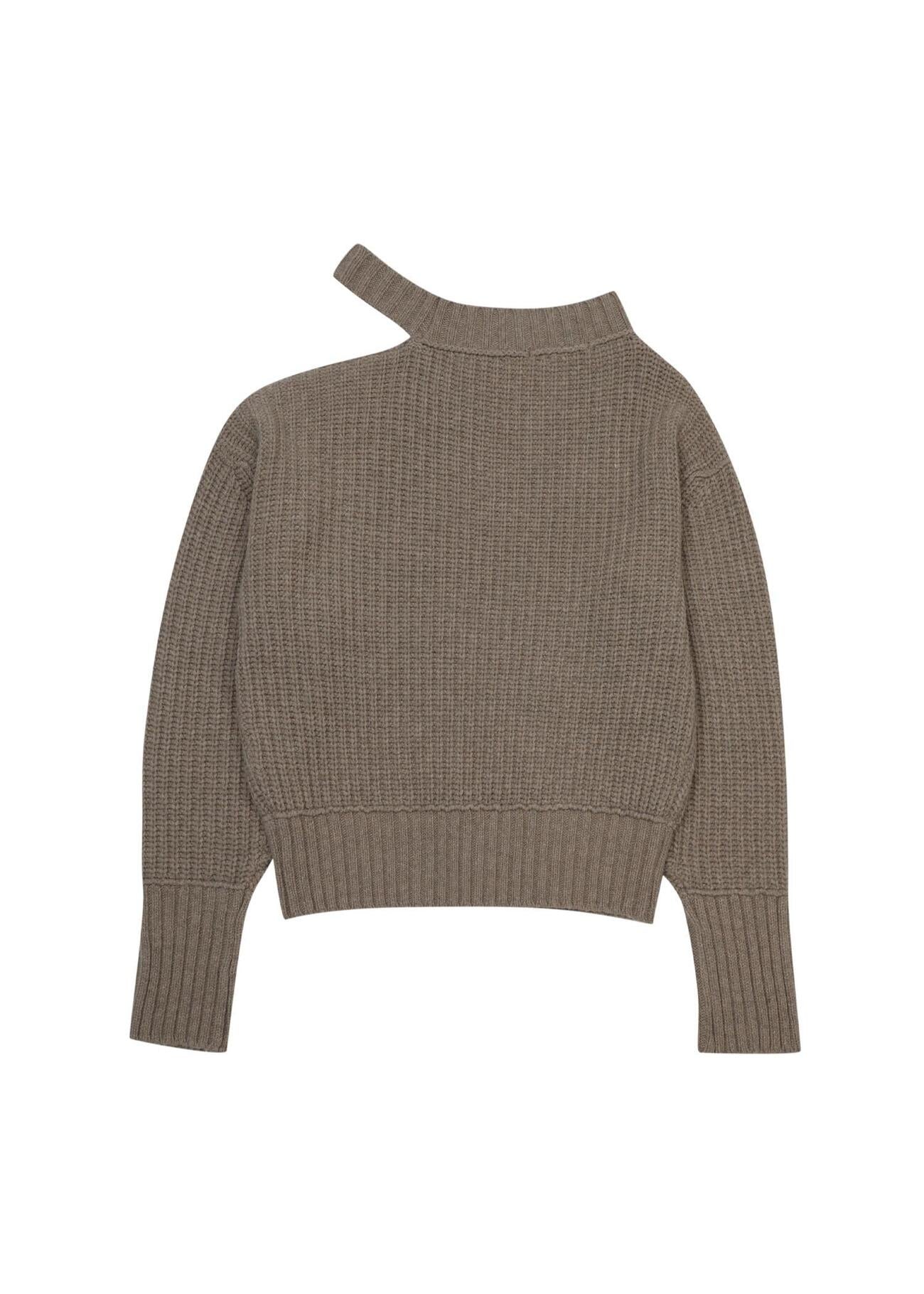 BOHEMSEO NECK CUT-OUT LOOSE FIT KNIT, WOOD – SeoulSeoul BOHEMSEO NECK CUT-OUT LOOSE FIT KNIT, WOOD – SeoulSeoul