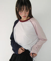 RONRON DOT BOAT NECK RIBBON STRING LONG SLEEVE WHITE DOT