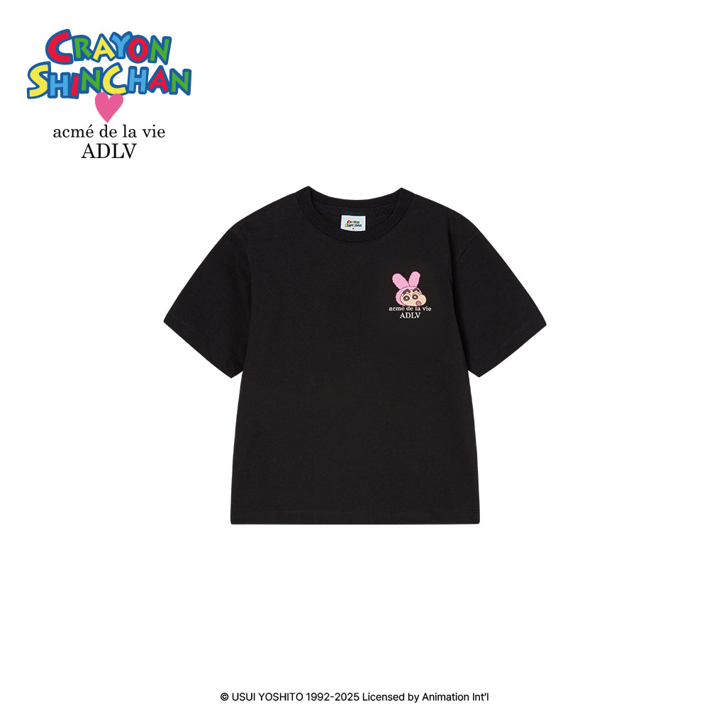 Kids Fuzzy Rabbit Shinchan Short Sleeve T-Shirt – Cartoon Tee Black